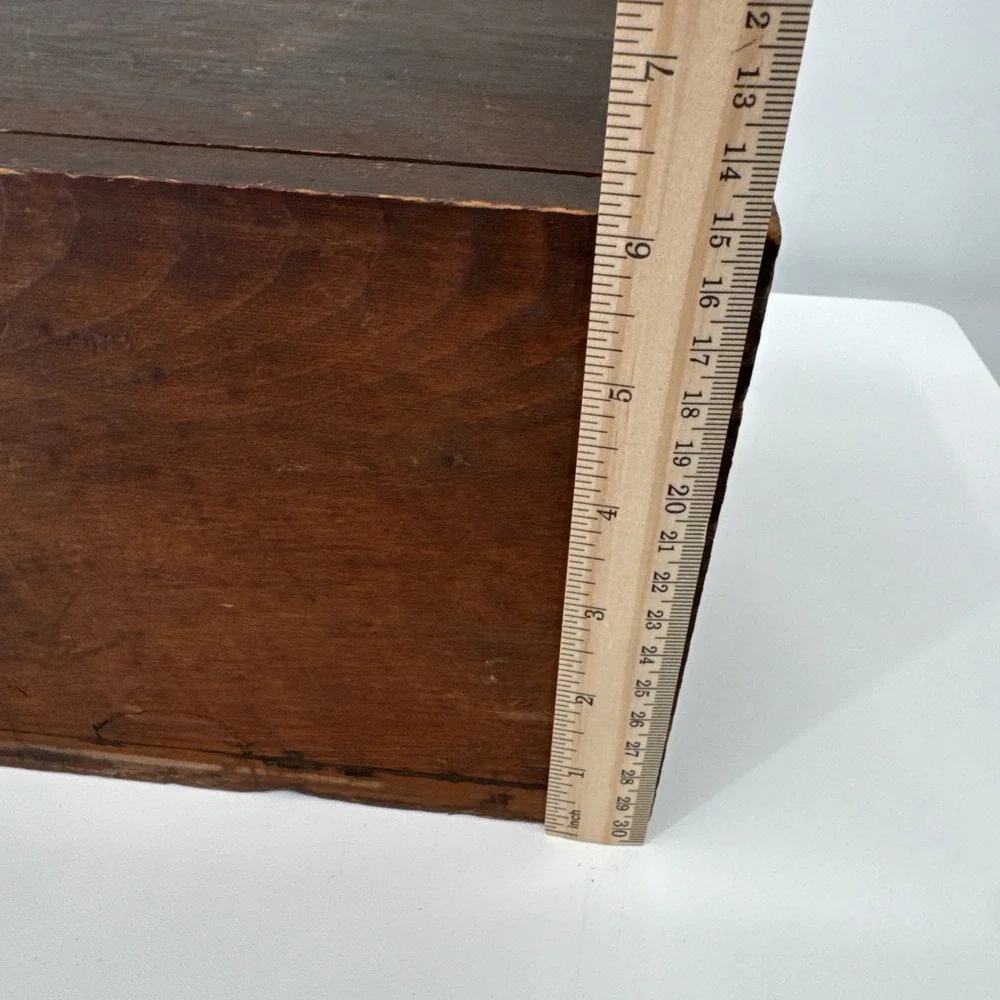 ANTIQUE SLIDE LID CANDLE Solid Wood Box DOCUMENT BOX Dry Finish